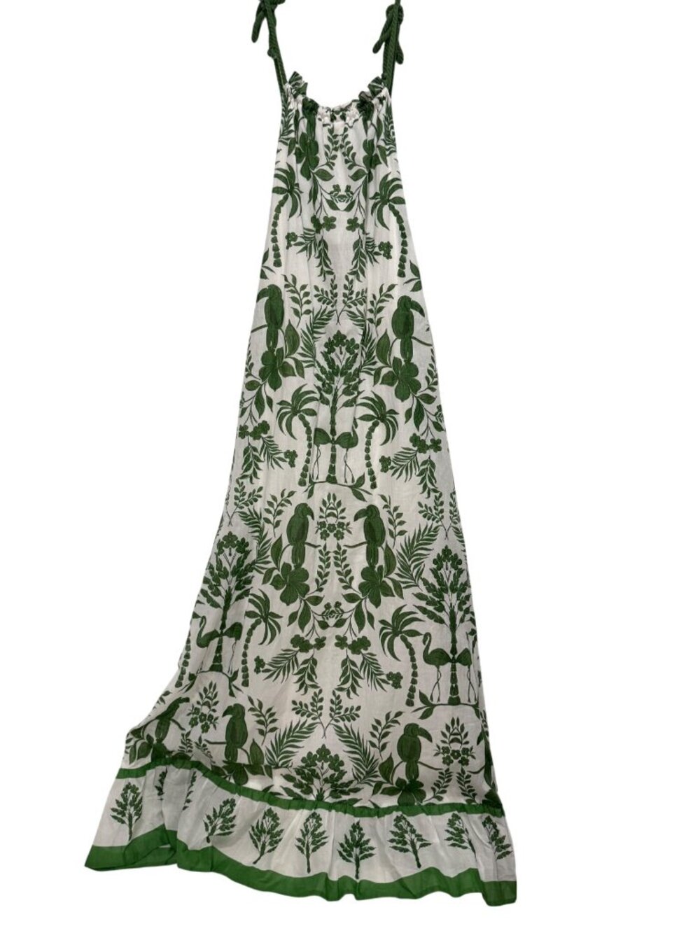 Sugarlips Curve Green Tropical Print Maxi Dress Adjustable Tie Straps Plus Sz 2X